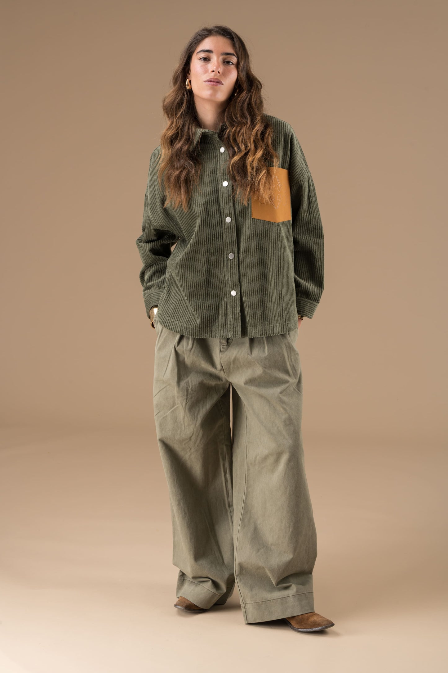 Chemise Bertie Kaki manches longues