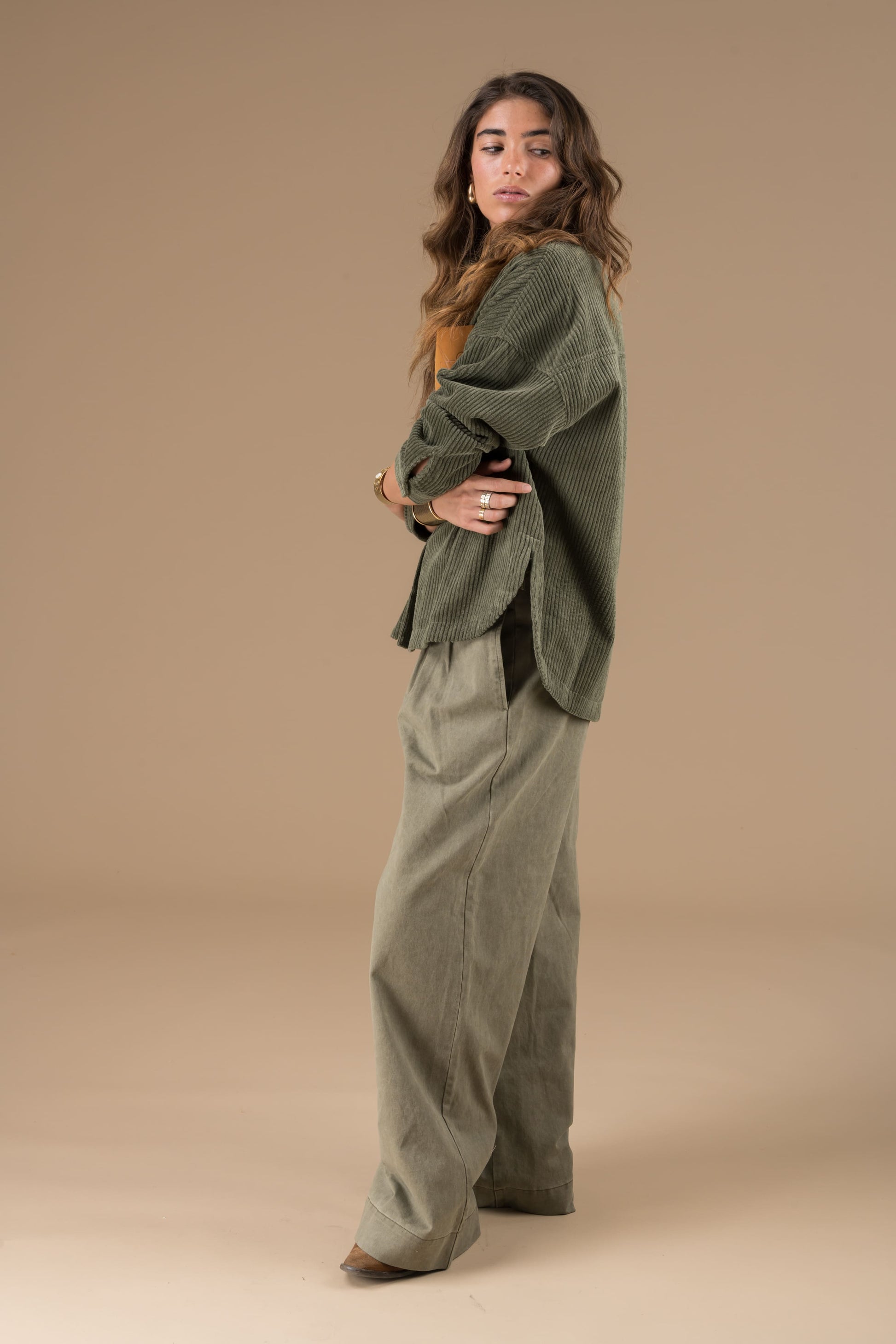 Pantalon Bégonia Kaki à pinces