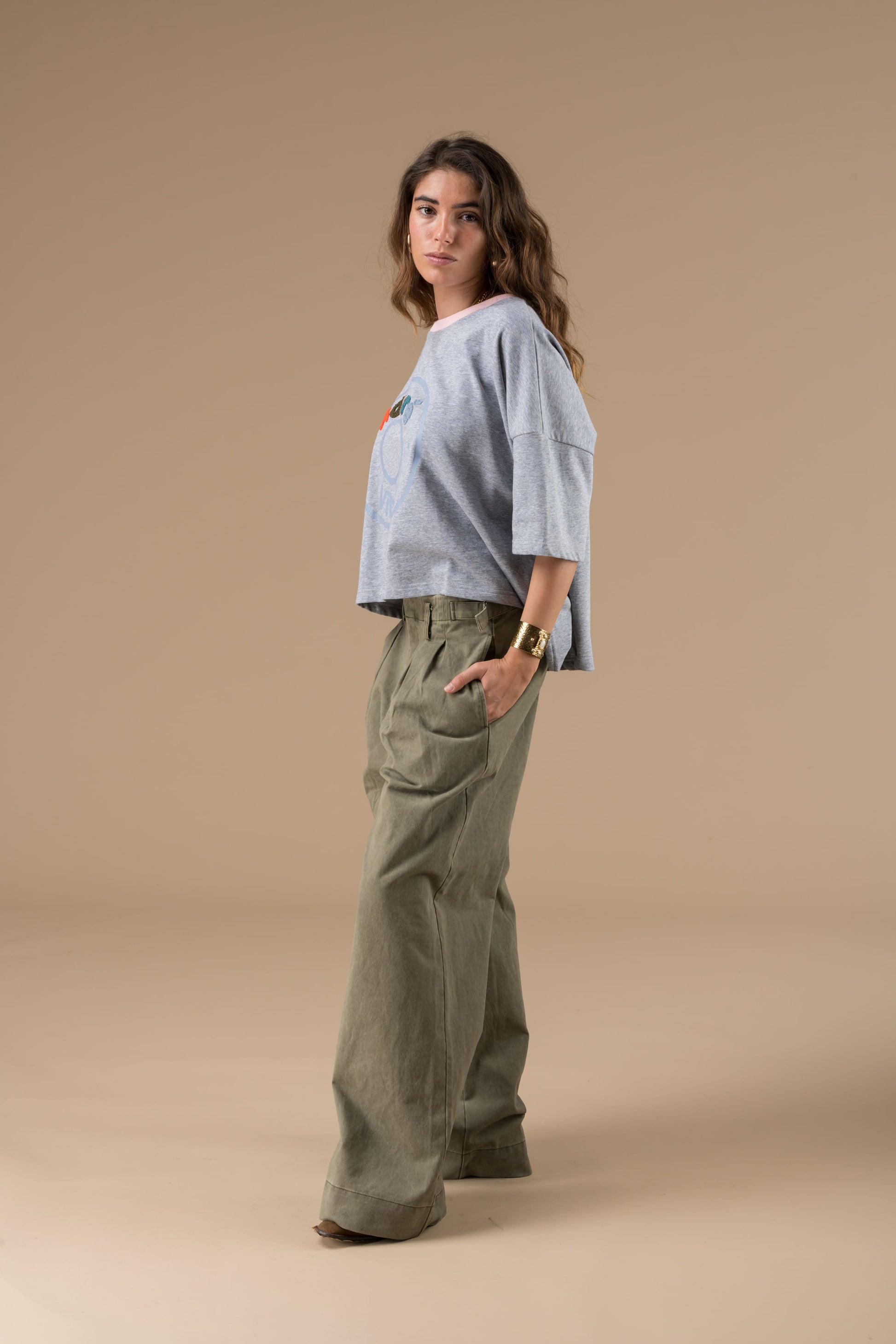 Pantalon Bégonia Kaki à pinces