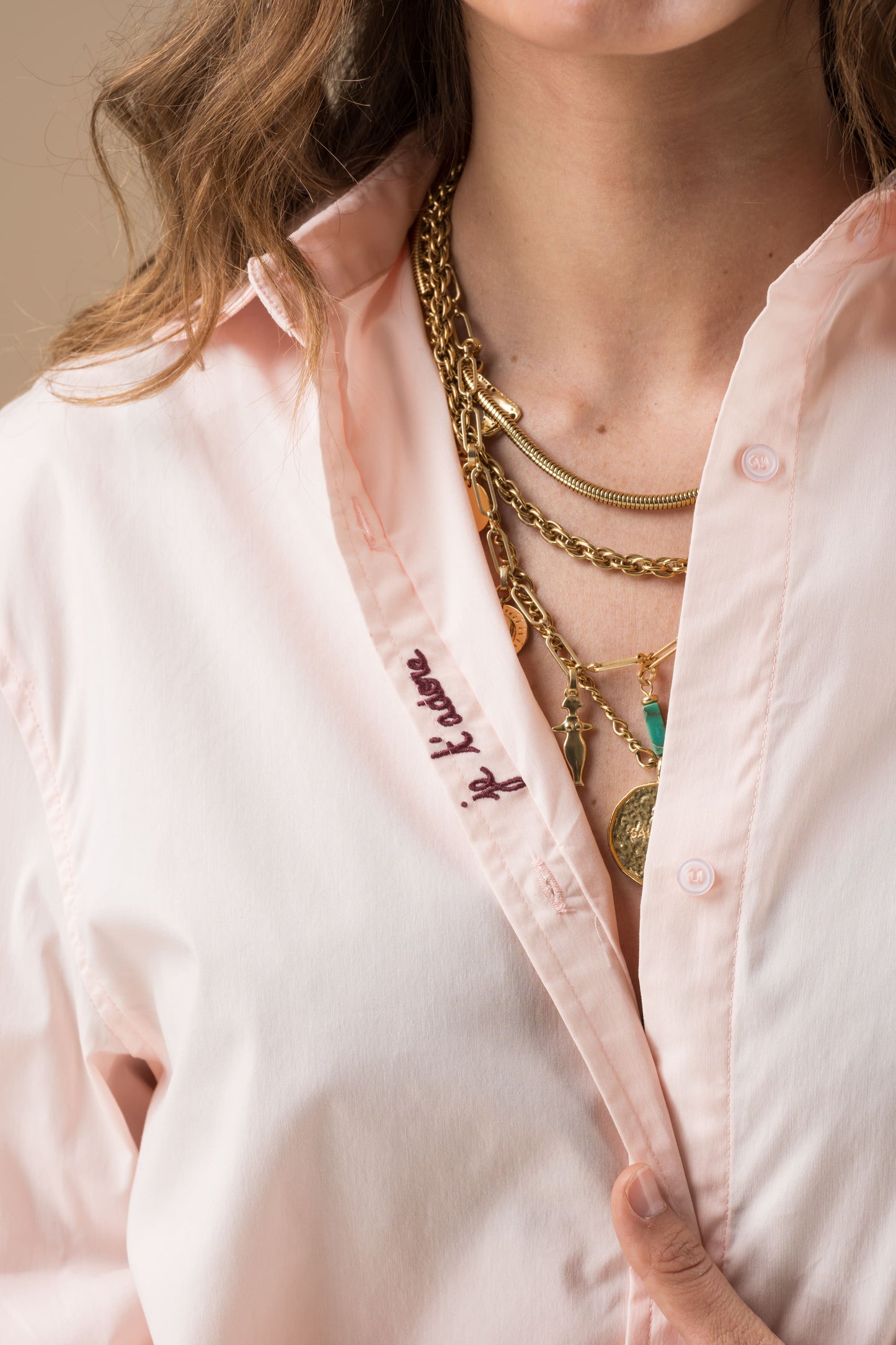 Chemise Daria Rose Pâle à manches longues