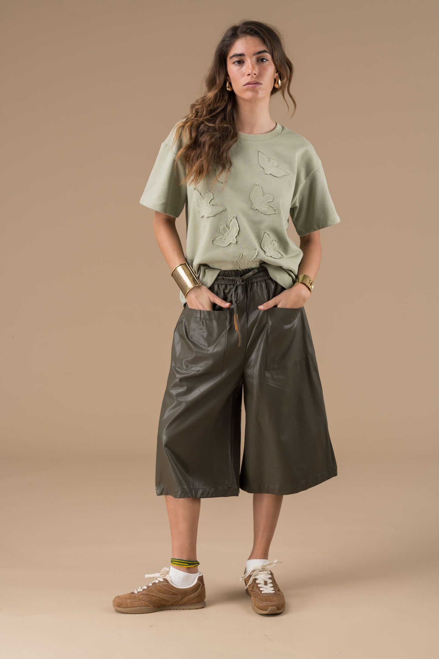 T-shirt Bobbie kaki manches courtes