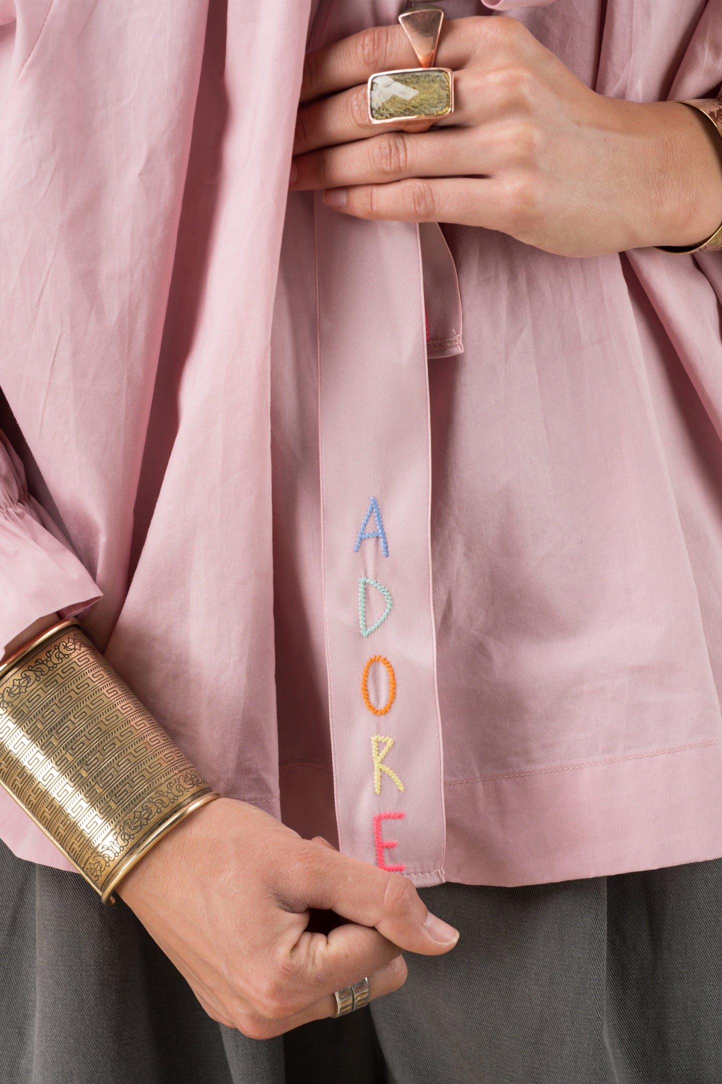 Top Roxane Vieux Rose col lavallière