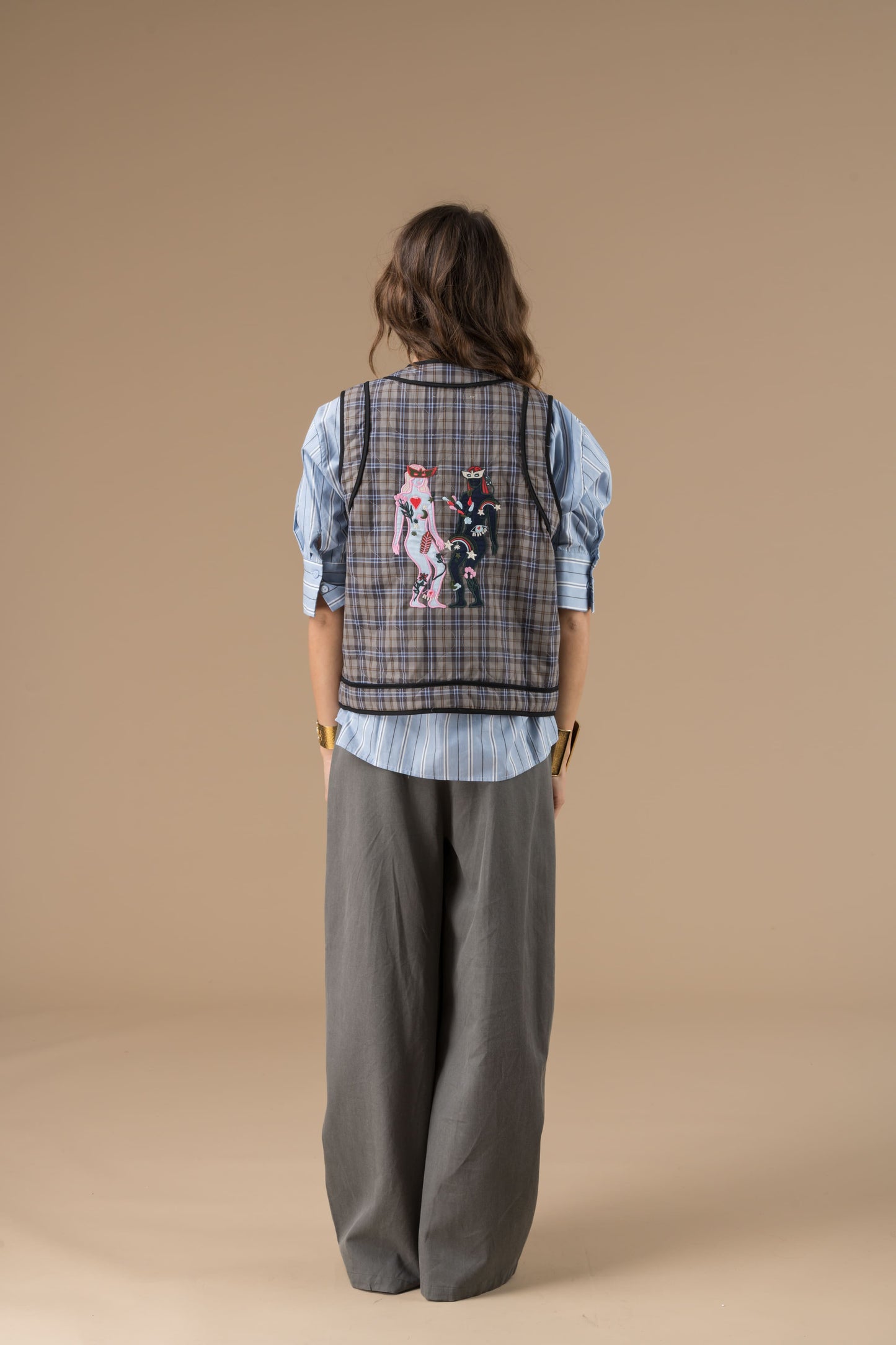 Gilet Redwan Carreaux Bleus sans manches