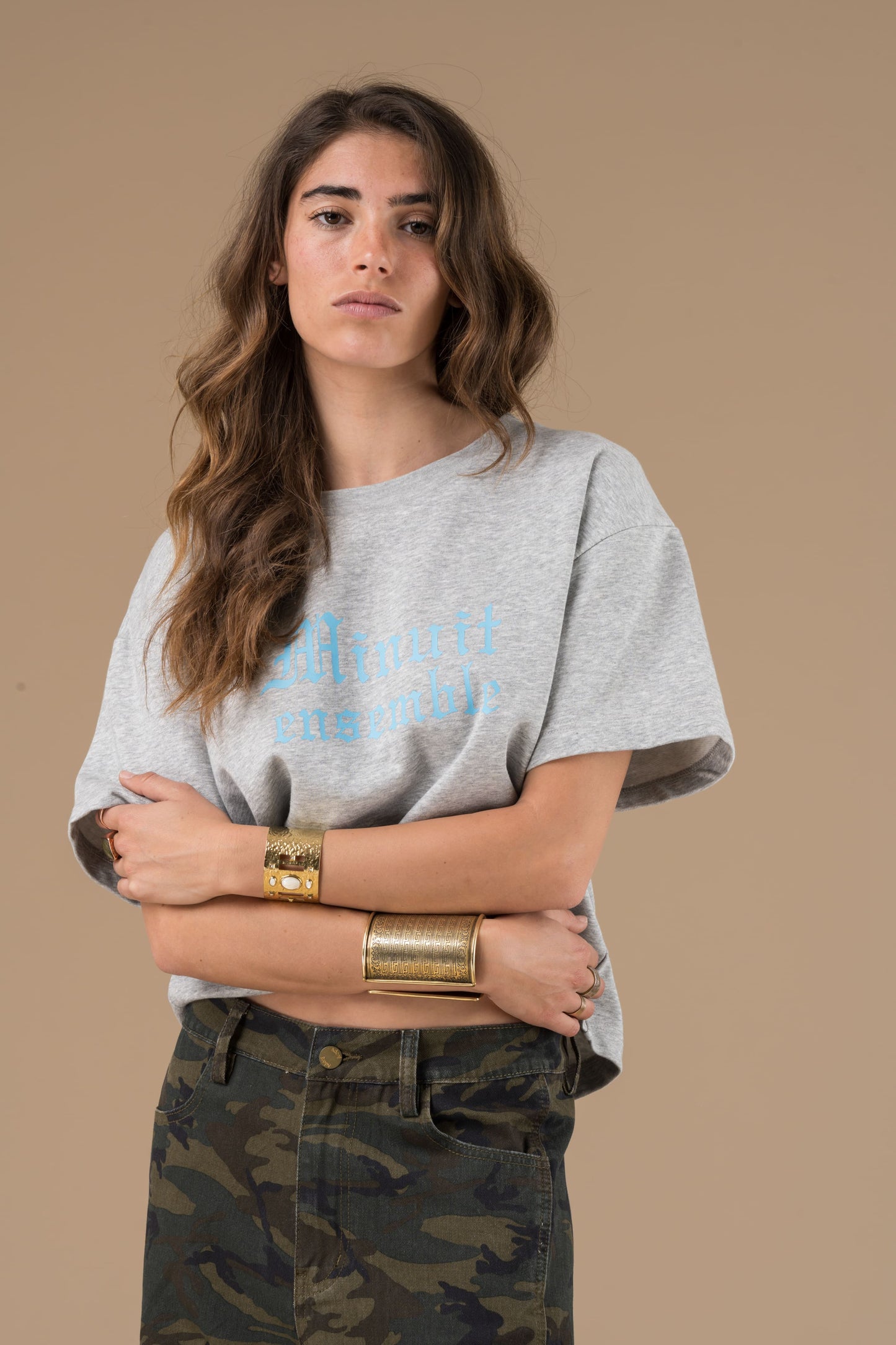 T-shirt Bobbie Gris Chiné manches courtes