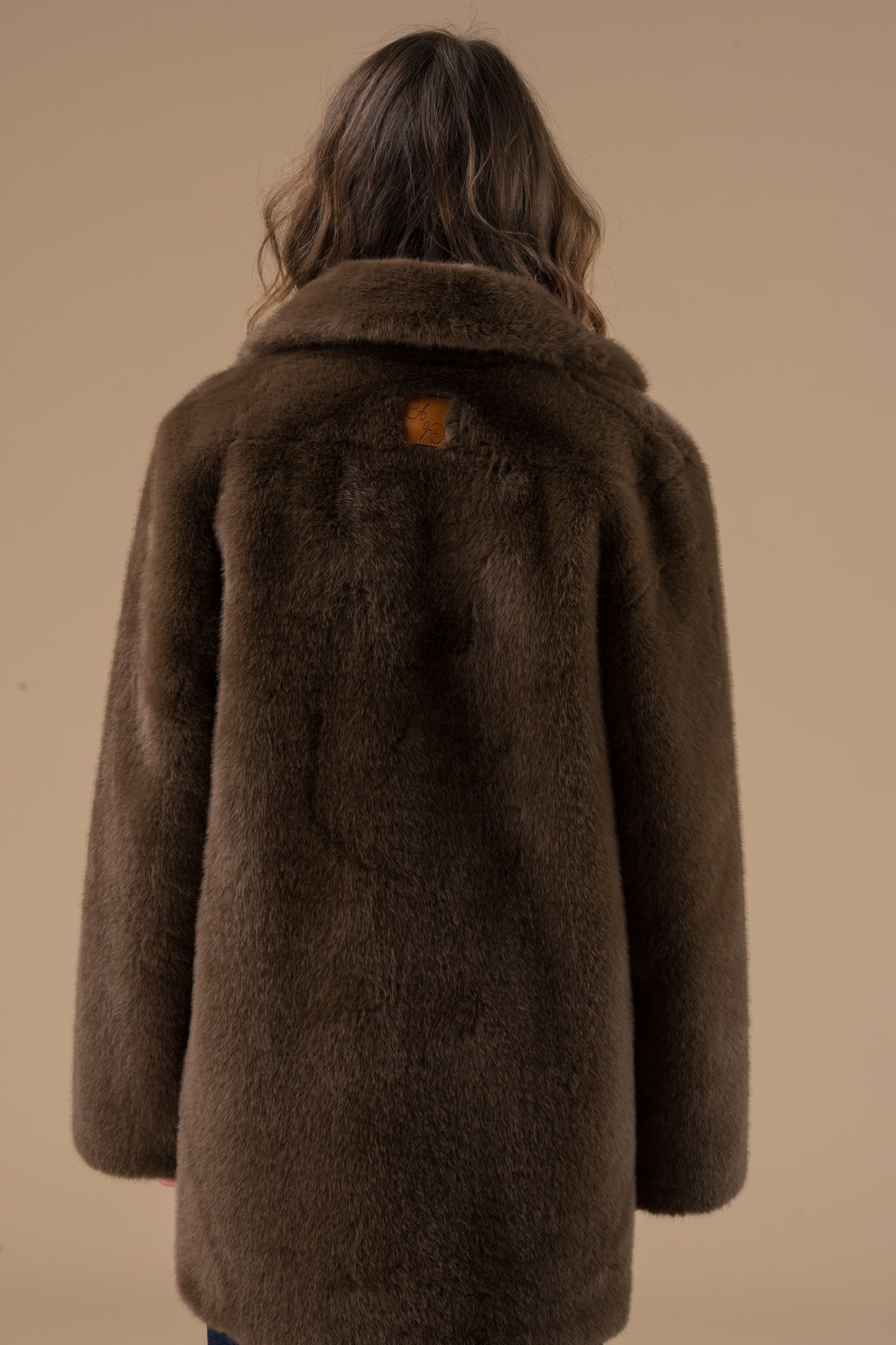 Manteau Tatiana Ecru fourrure et col tailleur