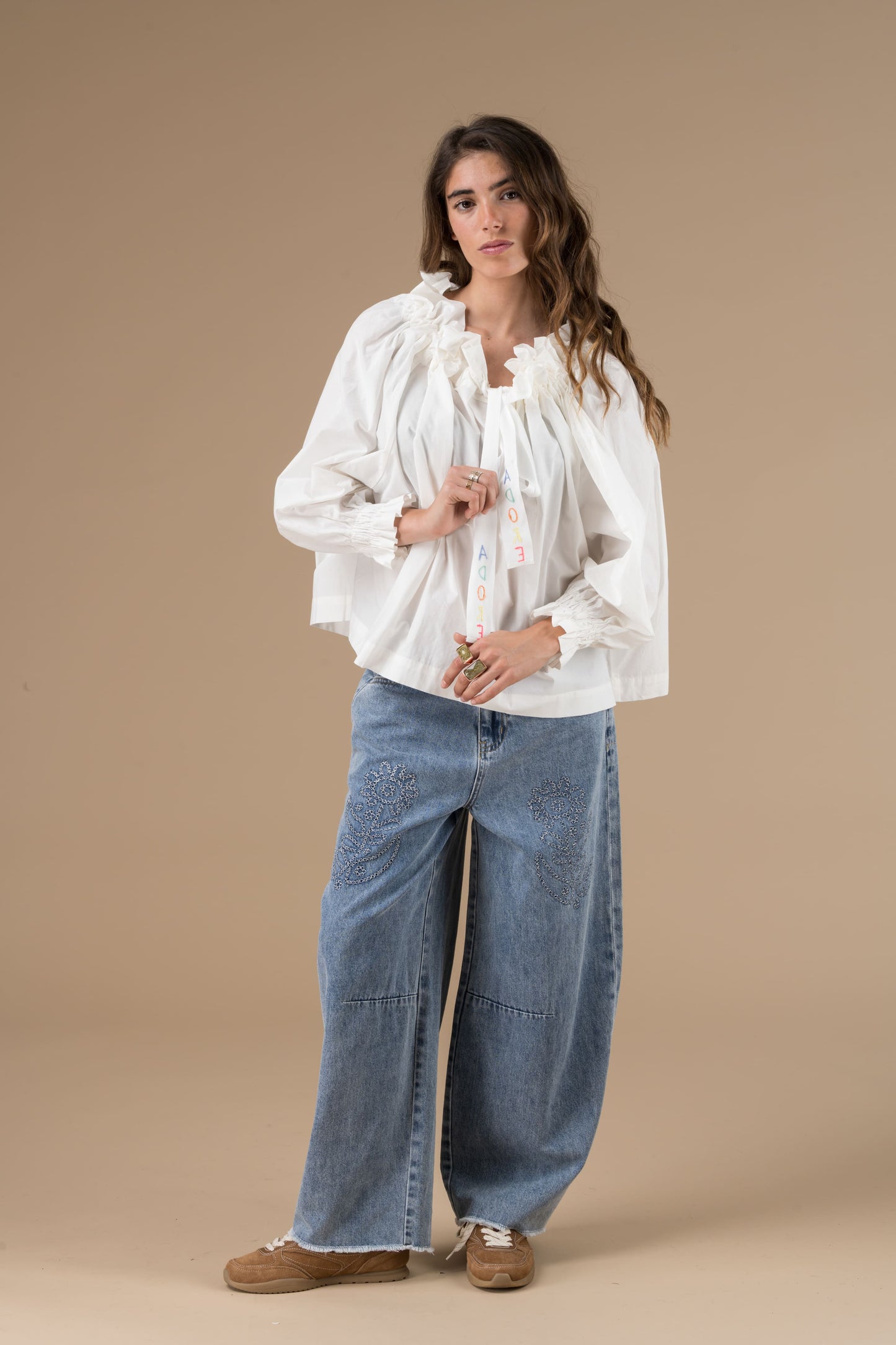 Top Roxane ivoire col lavallière