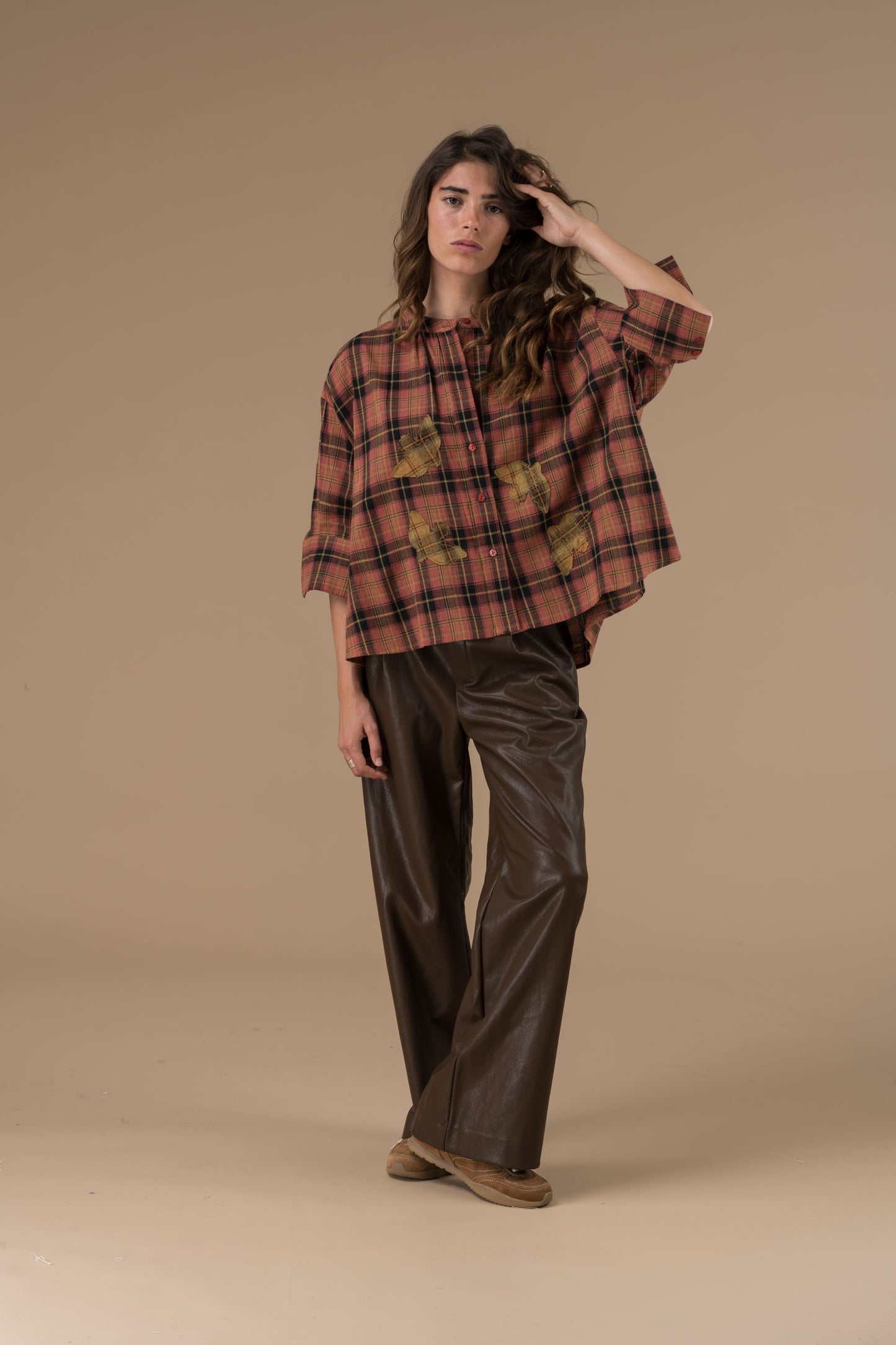 Blouse Cyrielle Rayures bordeaux et grise