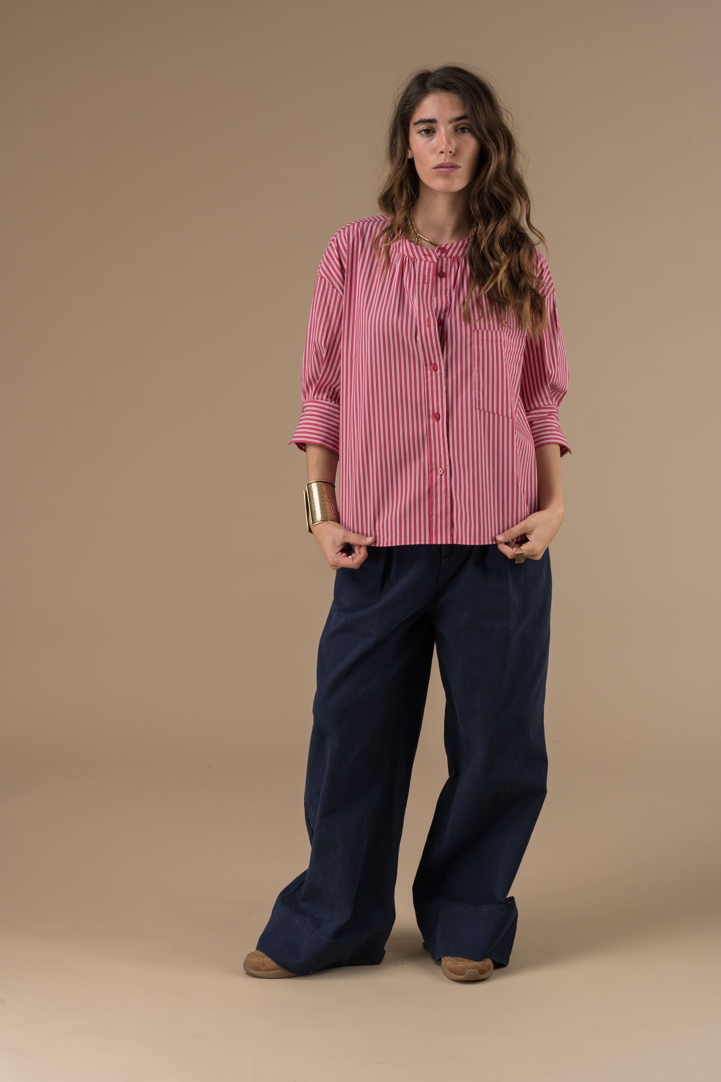 Blouse Cyrielle Rayures rouges