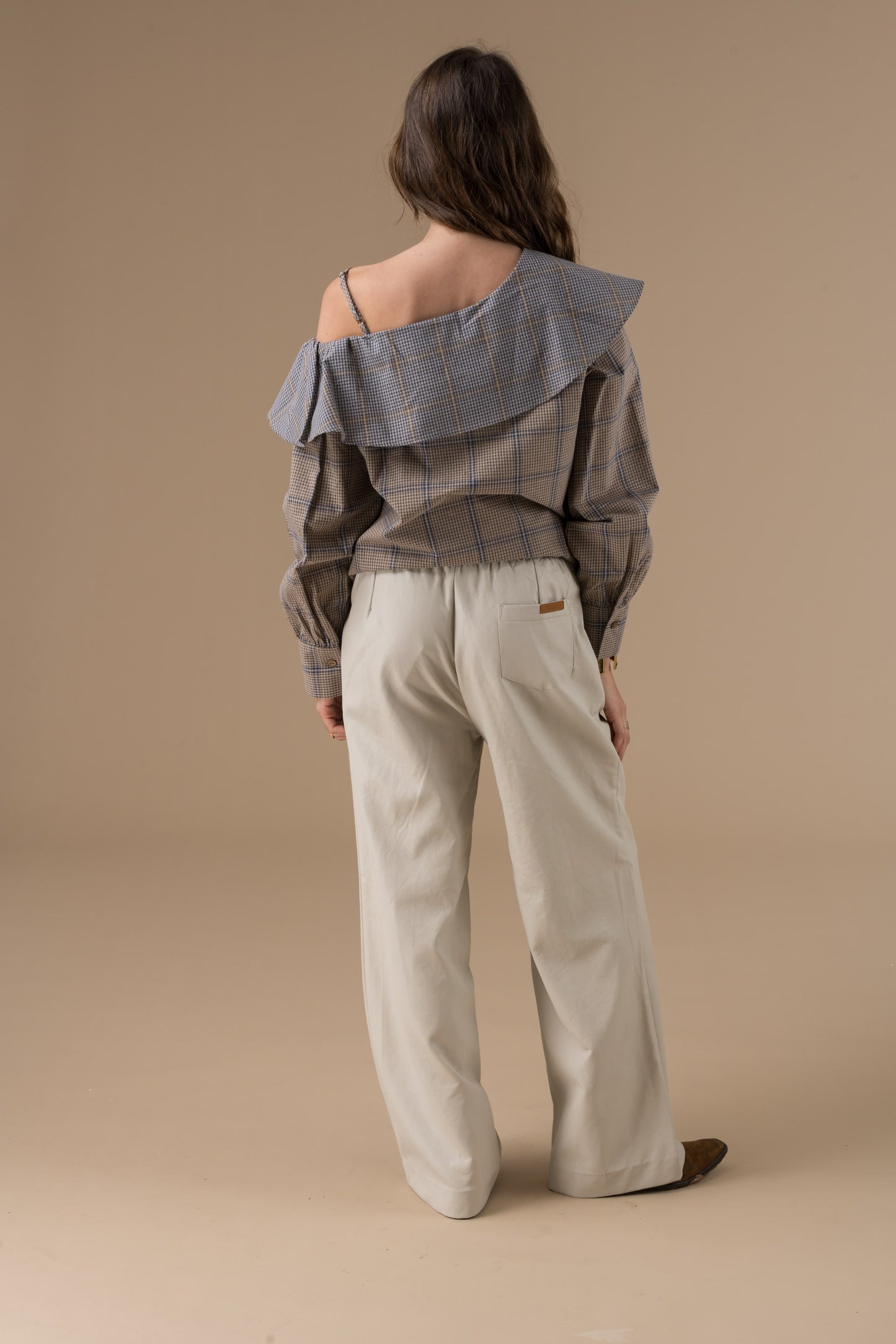 Blouse Hortense carreaux et col à volant