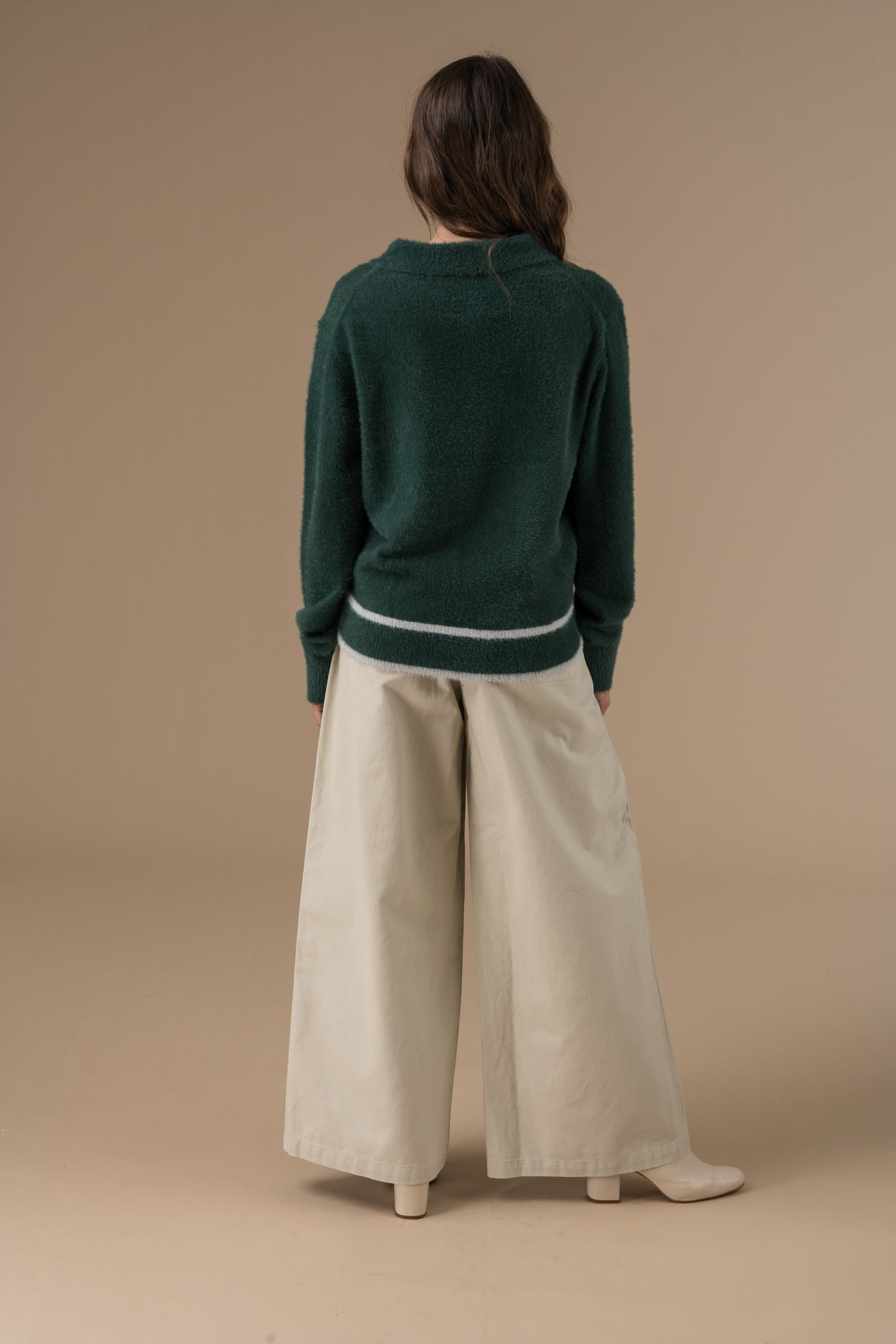 Pull Elwen manches longues à col boutonné