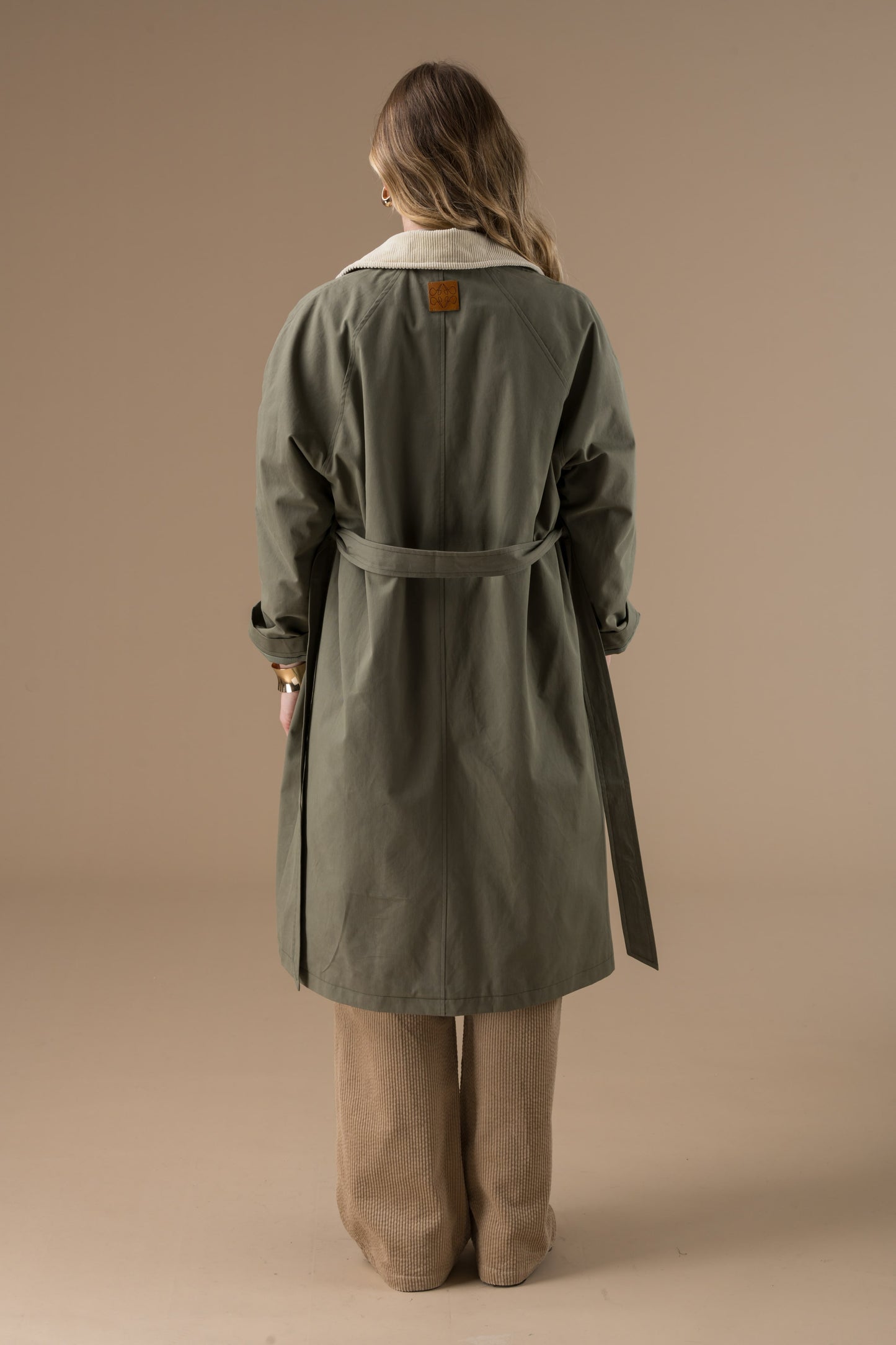 Manteau Nadine kaki en coton à la coupe ample