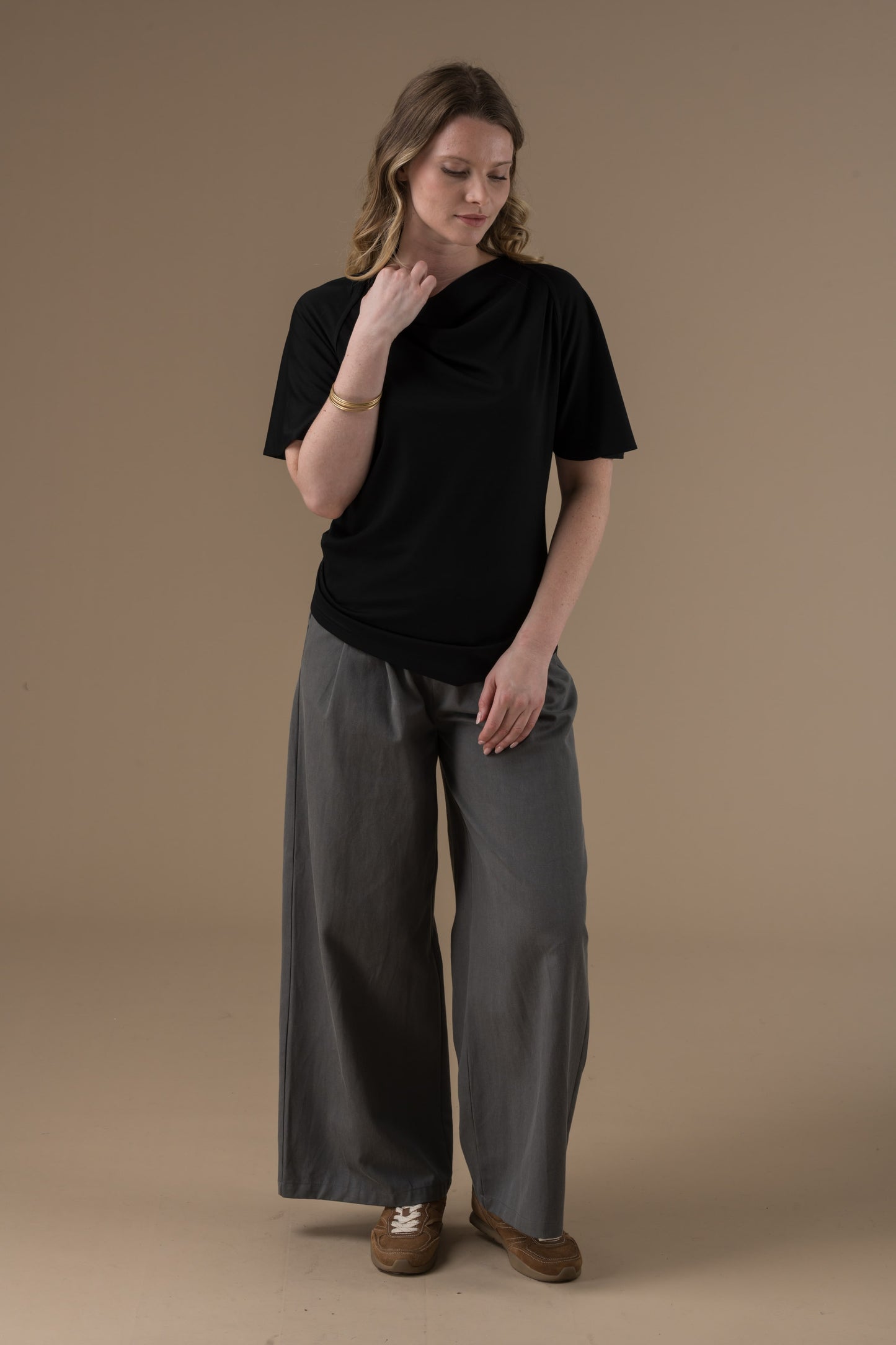 Top Rebecca manches courtes à encolure drapée