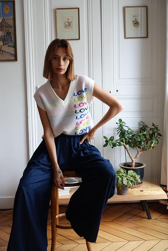 Pull sans manches Edward Ecru