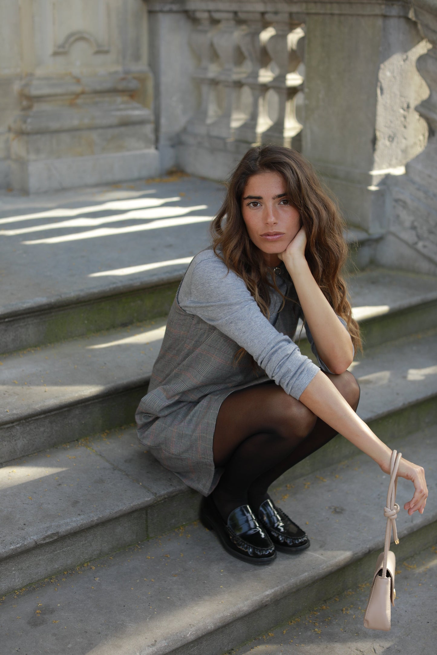 Robe Ashley courte sans manches pied de poule