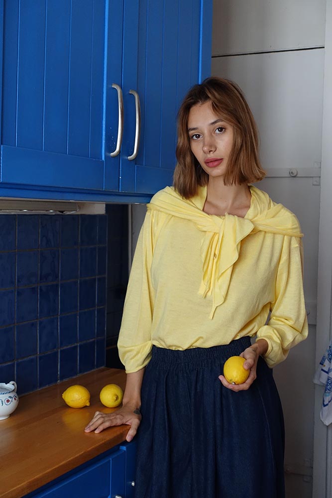 Pull écharpe Manu Jaune