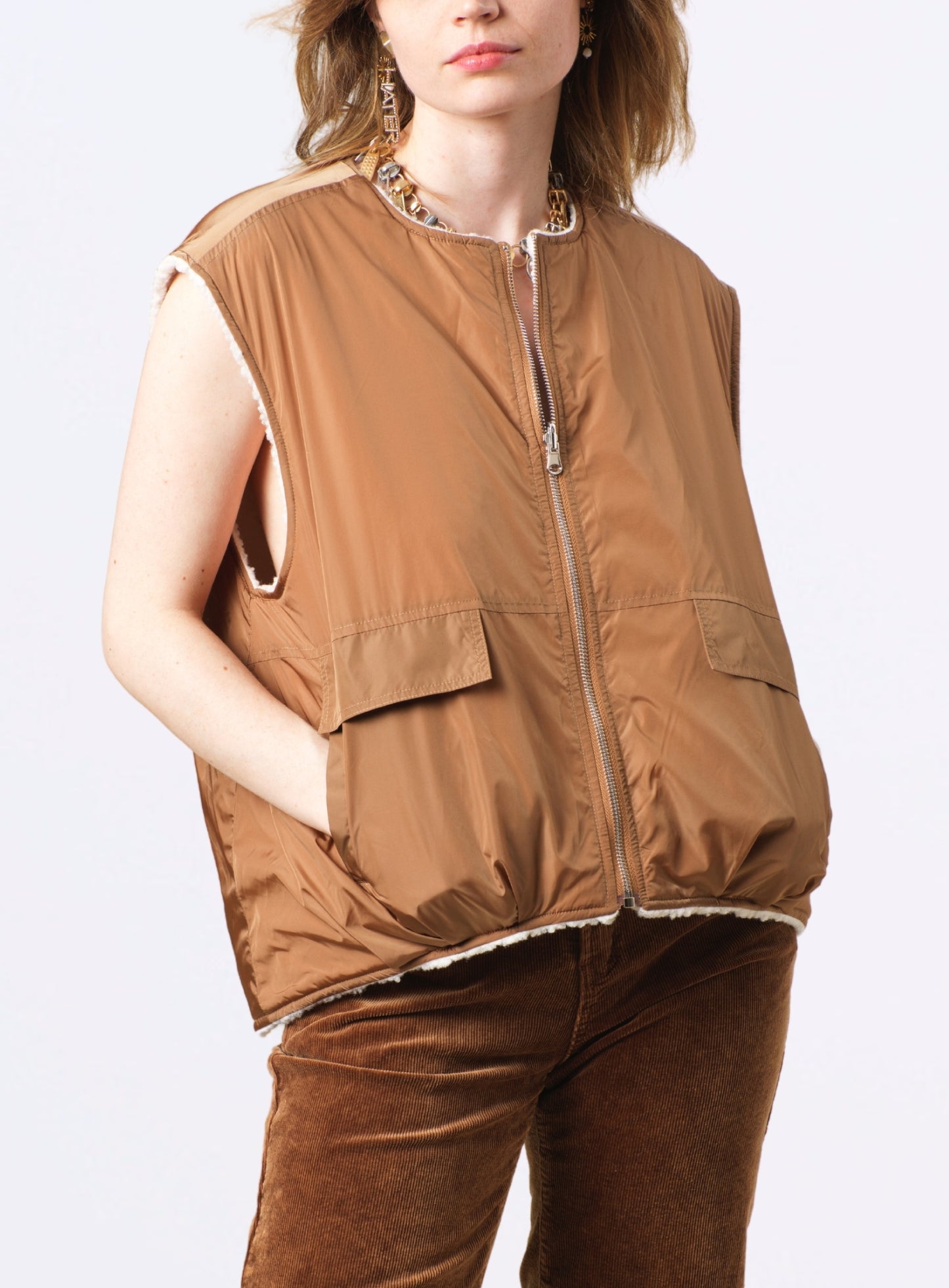 Gilet Reversible Trish Marron