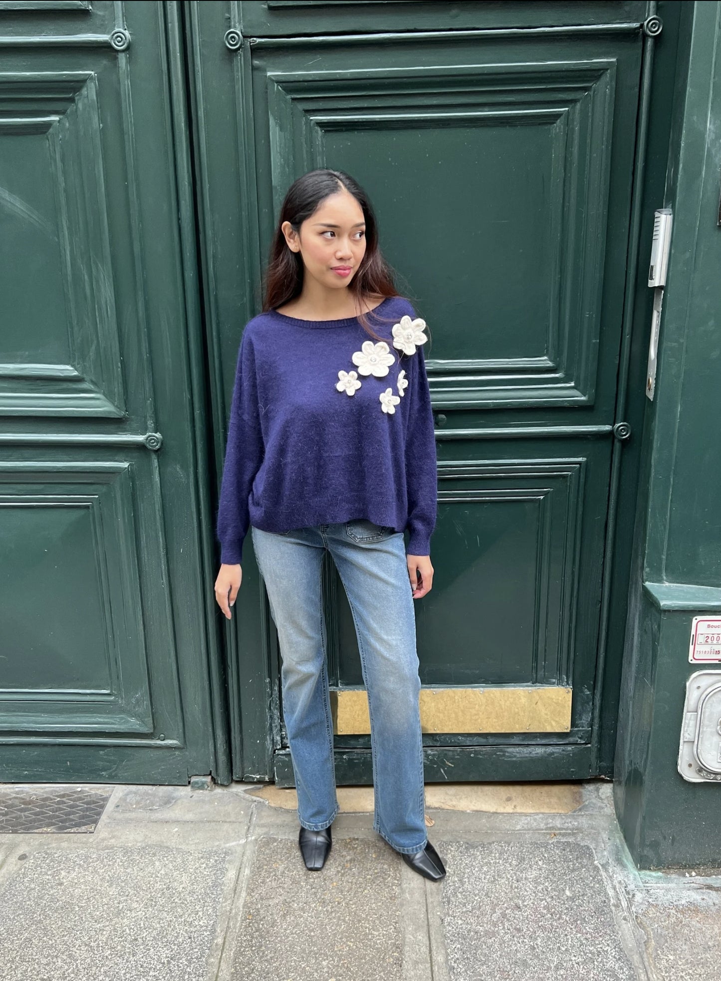 Pull Henry Denim Bleu