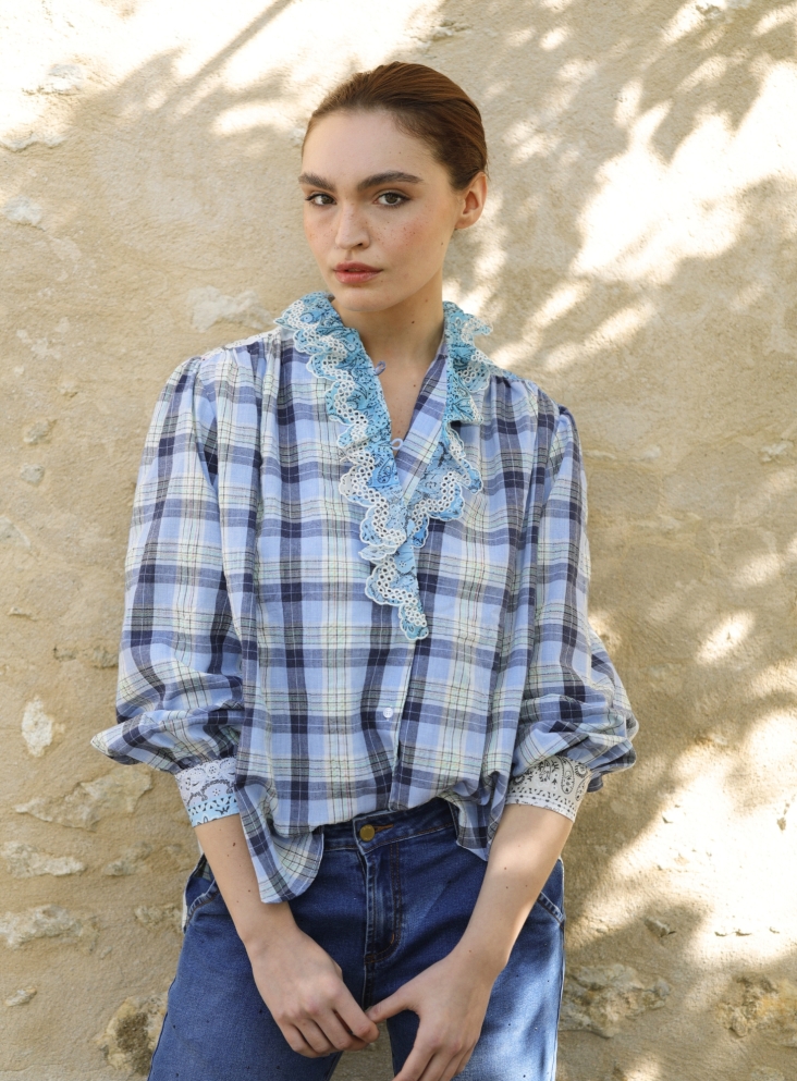 Alya blue checkered shirt