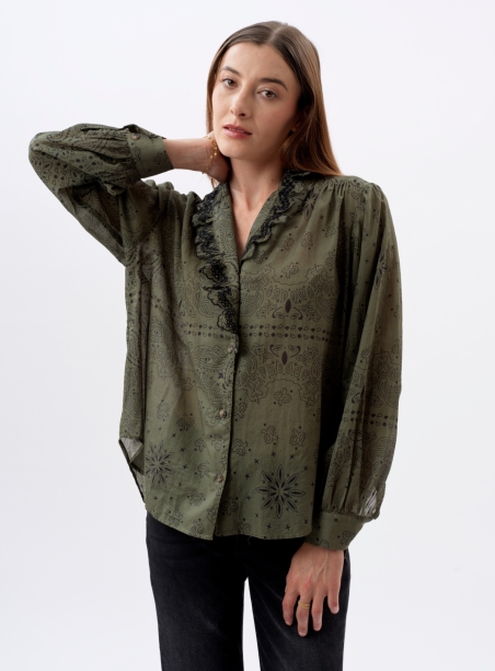 Alya khaki bandana shirt