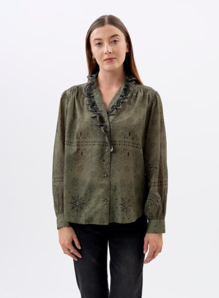 Alya khaki bandana shirt