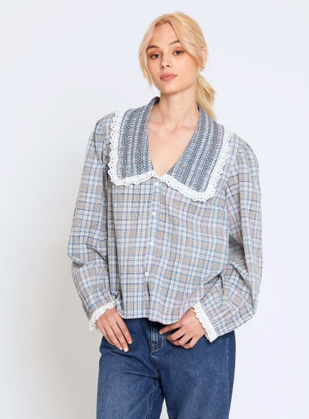 Caleb blue check shirt