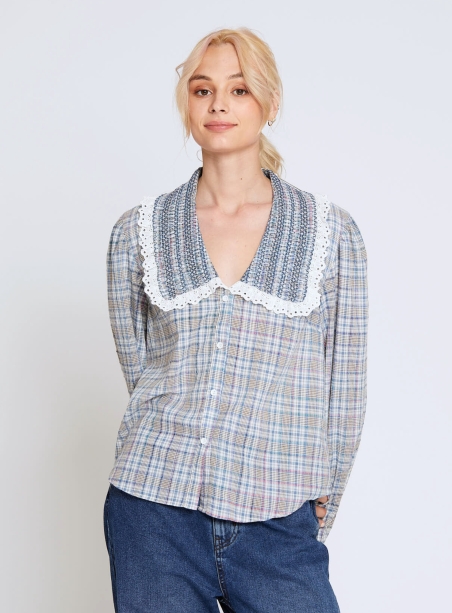 Caleb blue check shirt