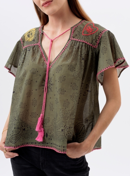 Felix khaki bandana blouse