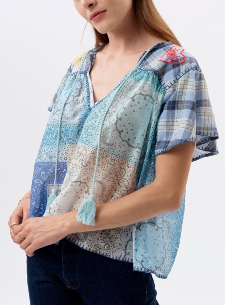 Blouse Felix bandana bleu