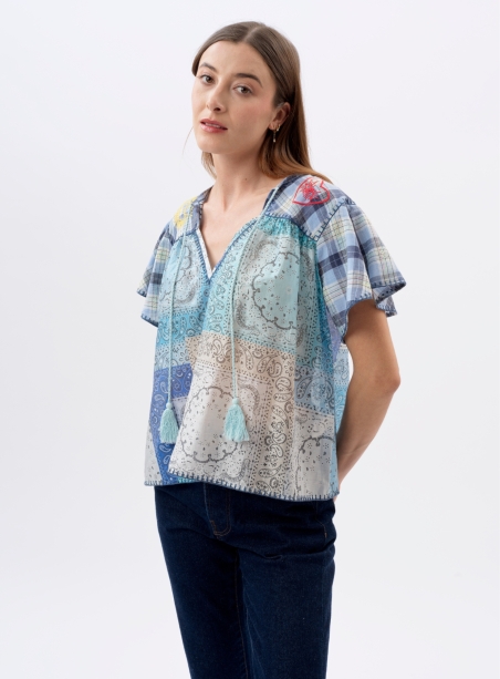 Blouse Felix bandana bleu