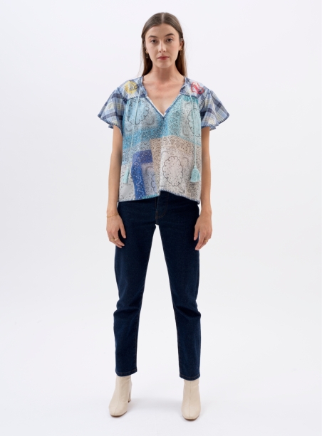 Felix blue bandana blouse