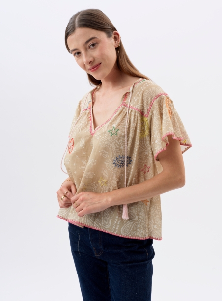 Felix bandana ecru blouse