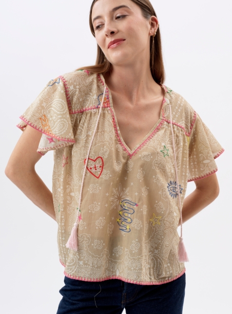 Felix bandana ecru blouse