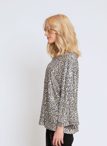 Top Jibouta leopard sequins