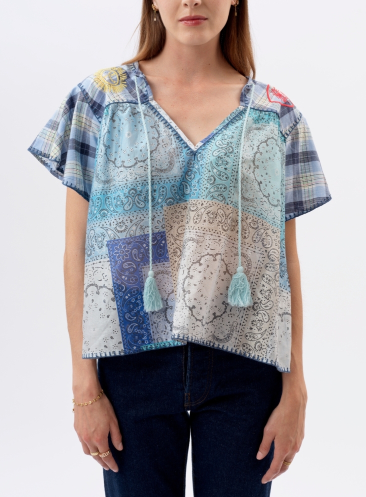 Blouse Felix bandana bleu