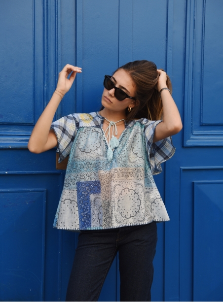 Blouse Felix bandana bleu