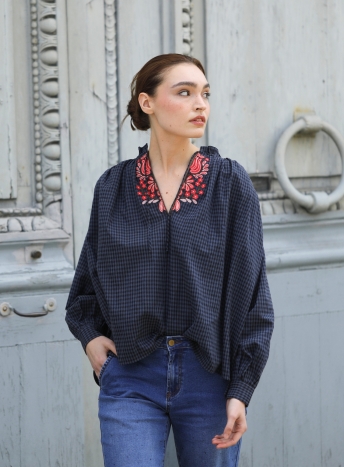 Blouse Dane vichy bleu