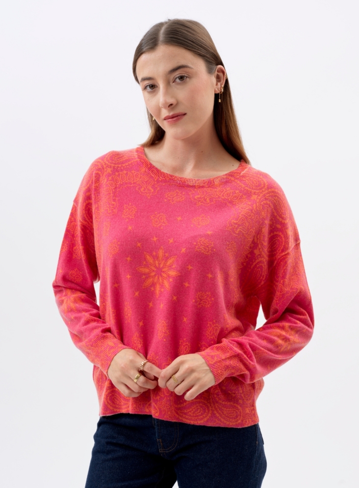 Pull Edmond l'Insolente orange fuschia