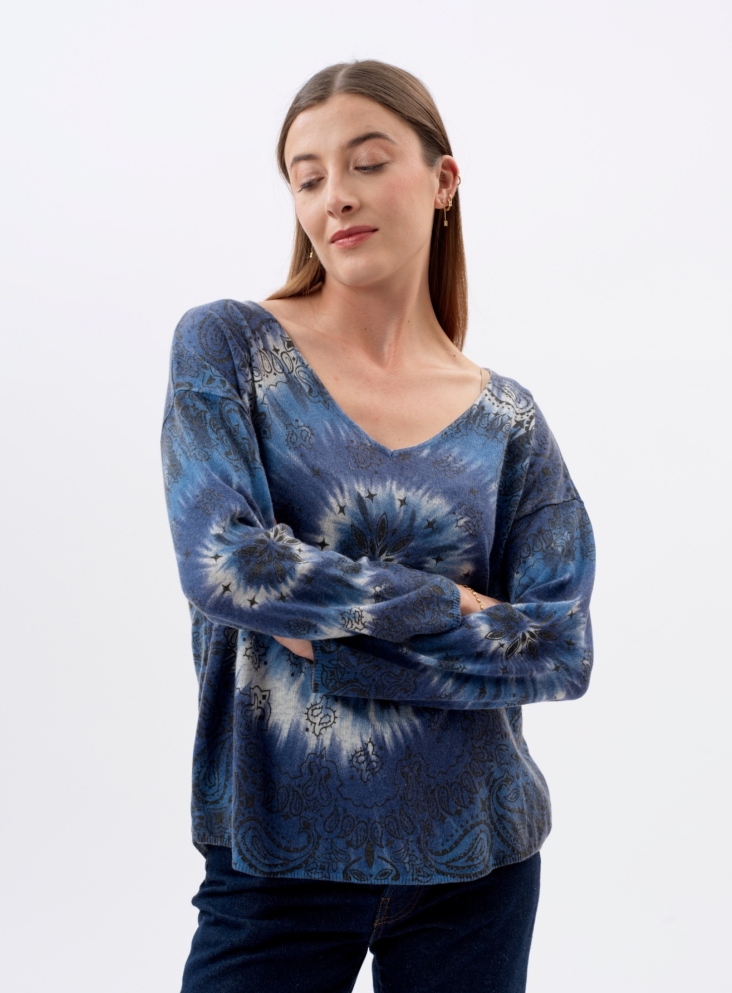 Pull Esme la seventies bleu