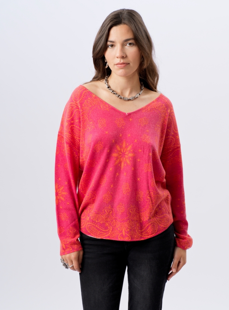 Pull Esme l'Insolente orange fuschia