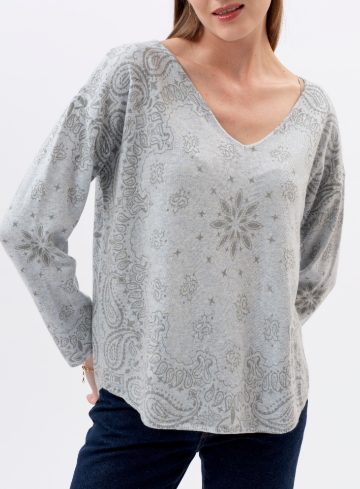 Pull Esme l'Insolente gris ciel