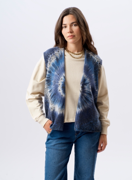 Gilet Eros la seventies bleu