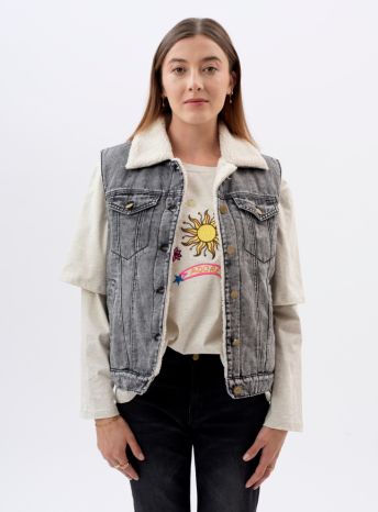 Veste sans manches Zoe denim noir