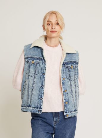 Veste sans manches Zoe denim bleu