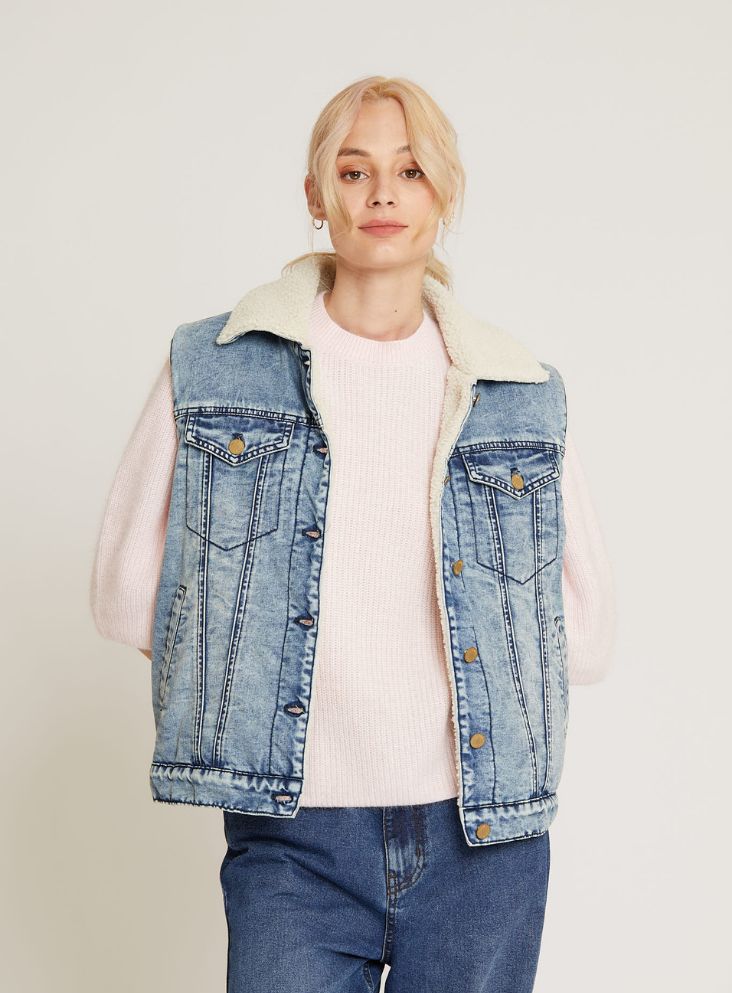 Veste sans manches Zoe denim bleu