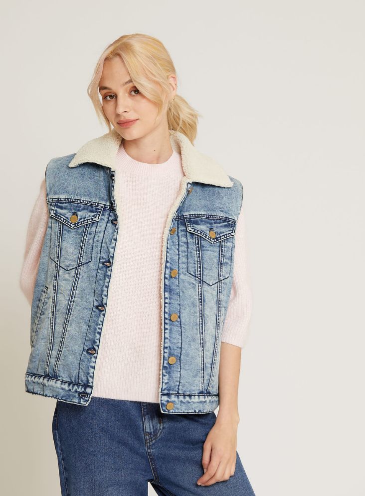 Veste sans manches Zoe denim bleu