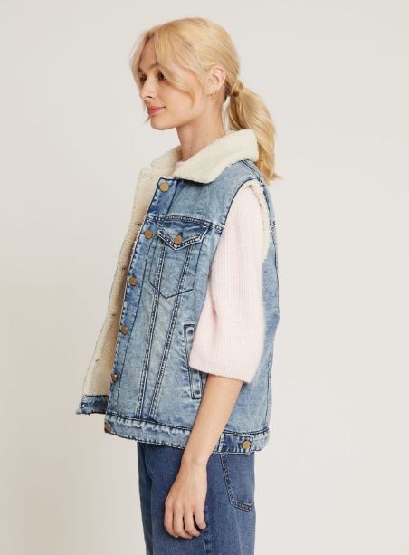 Veste sans manches Zoe denim bleu