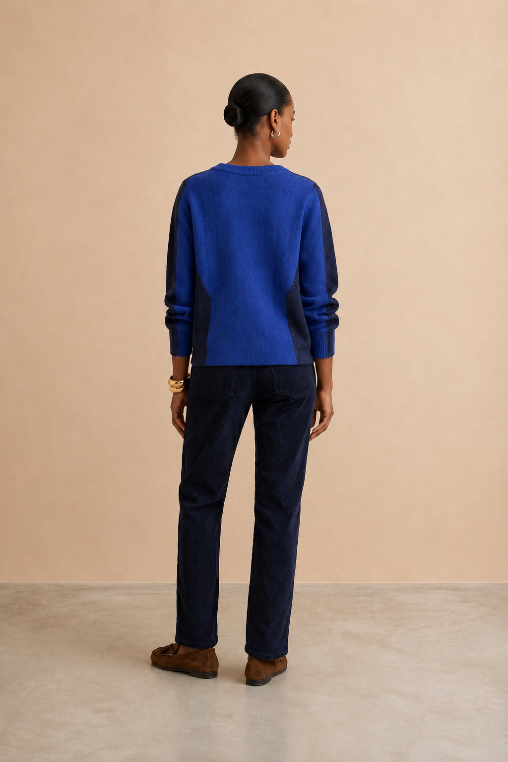 Pull bicolore Bruna - Bleu roi