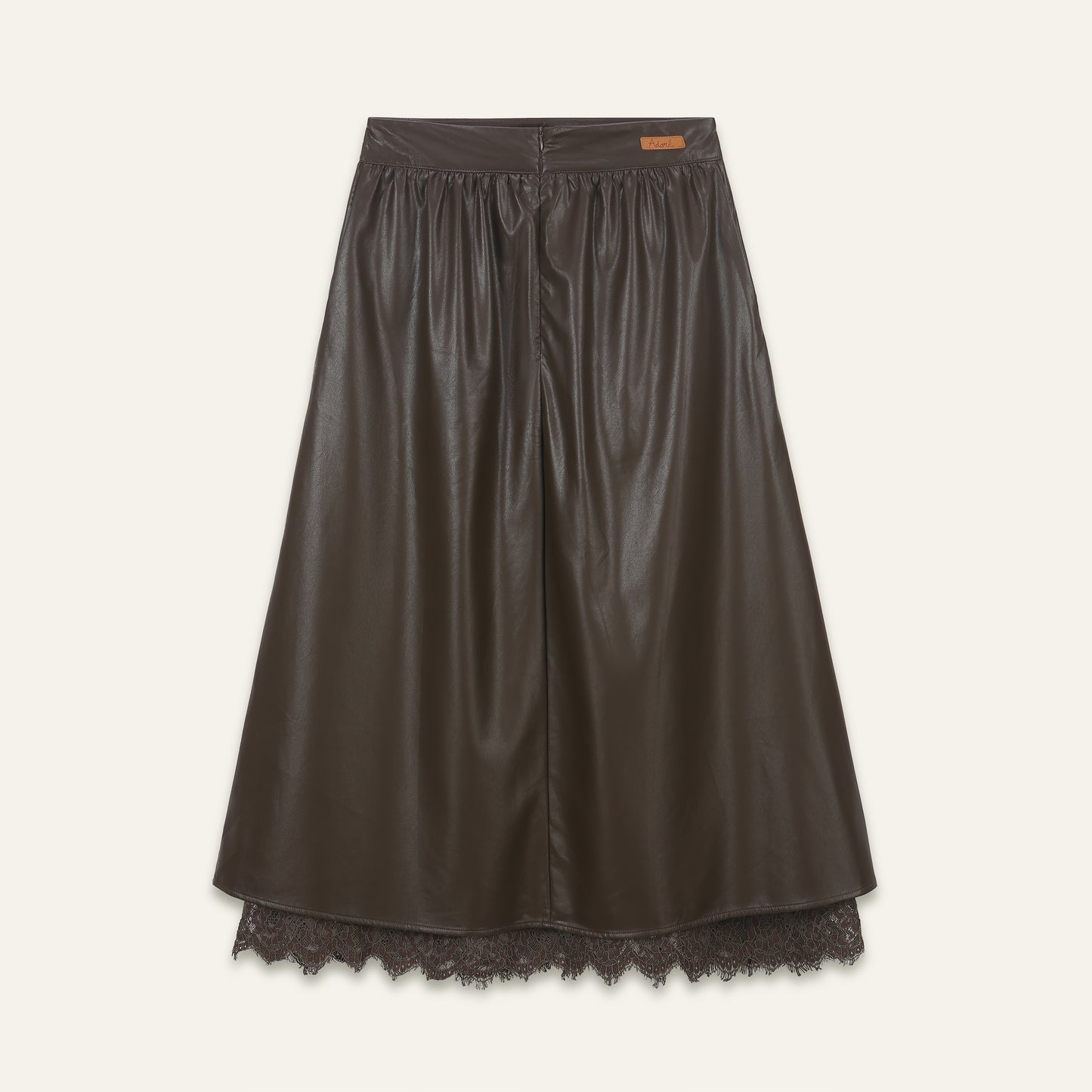 Jupe simili-cuir & dentelle Acacia - Kaki