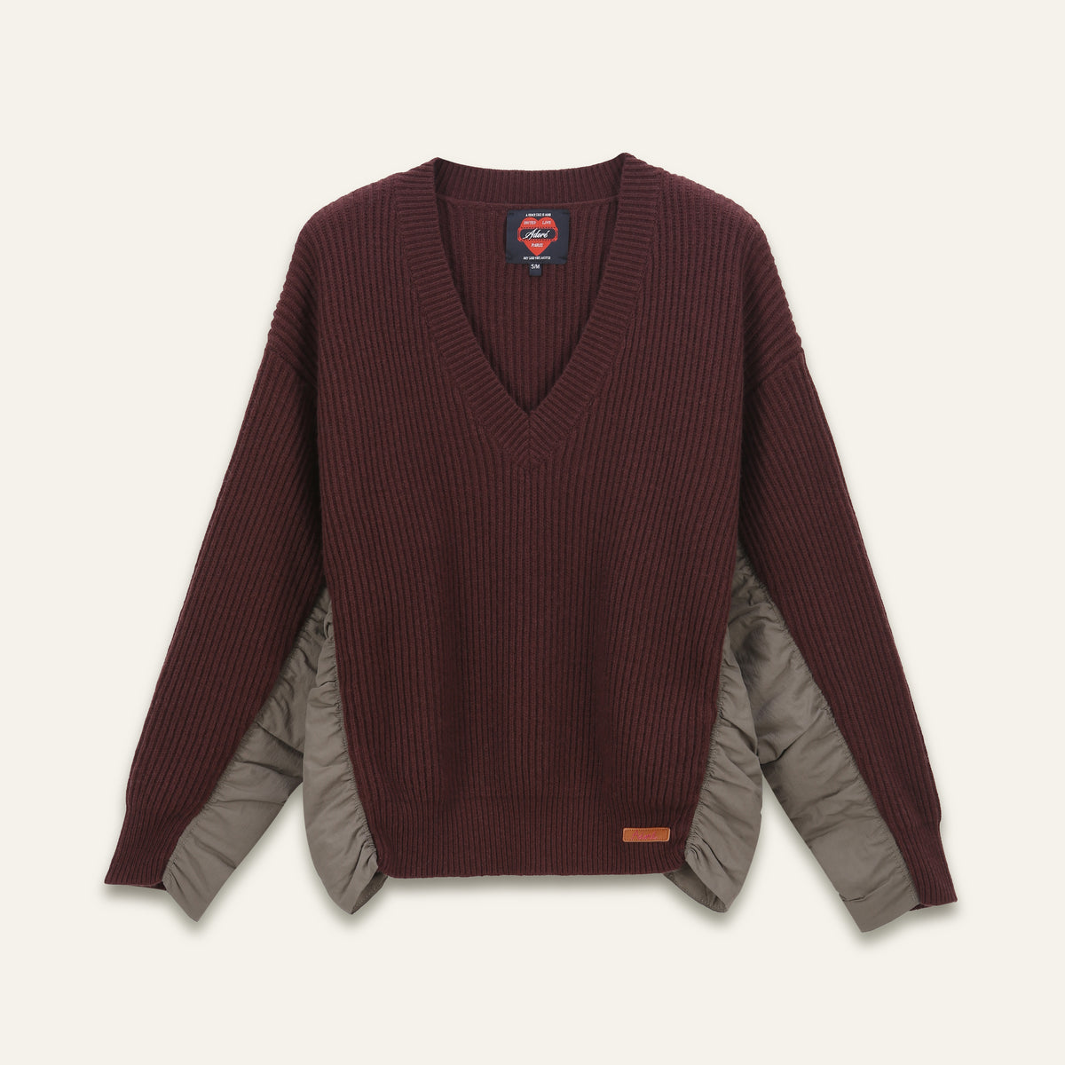 Pull Anita bordeaux en maille côtelée | Adoré Paris