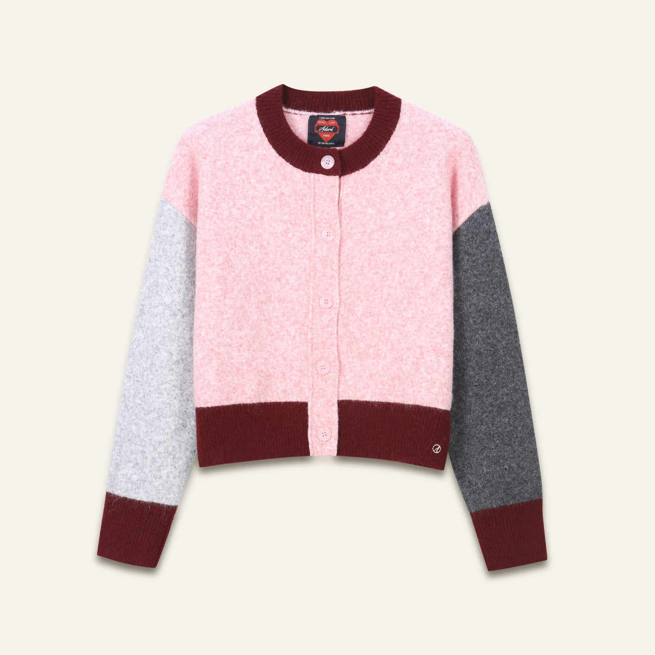 Gilet quatre couleurs Arlette - Rose